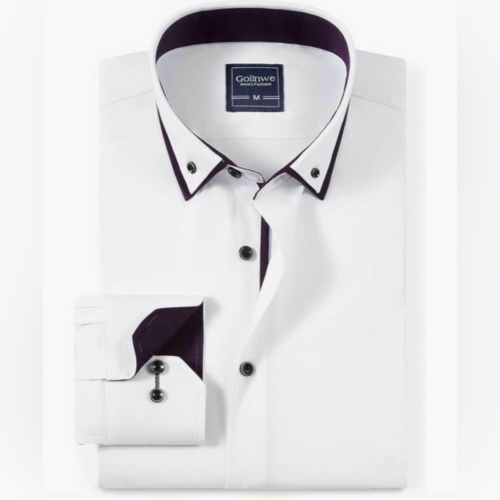 NEW Mens Stretch Long Sleeve Button Down Dress Shirt
Size S 48.5% Bamboo Fiber